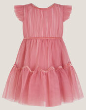 Charlize Flutter Sleeve Tulle Dress, Pink (DUSKY PINK), large
