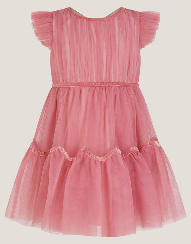 Charlize Flutter Sleeve Tulle Dress, Pink (DUSKY PINK), large