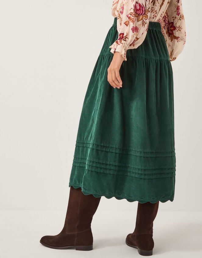 Mina Corduroy Midi Skirt, Green (DARK GREEN), large