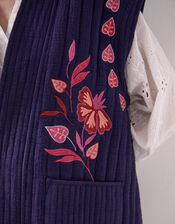East Rayna Embroidered Quilted Gilet, Blue (NAVY), large