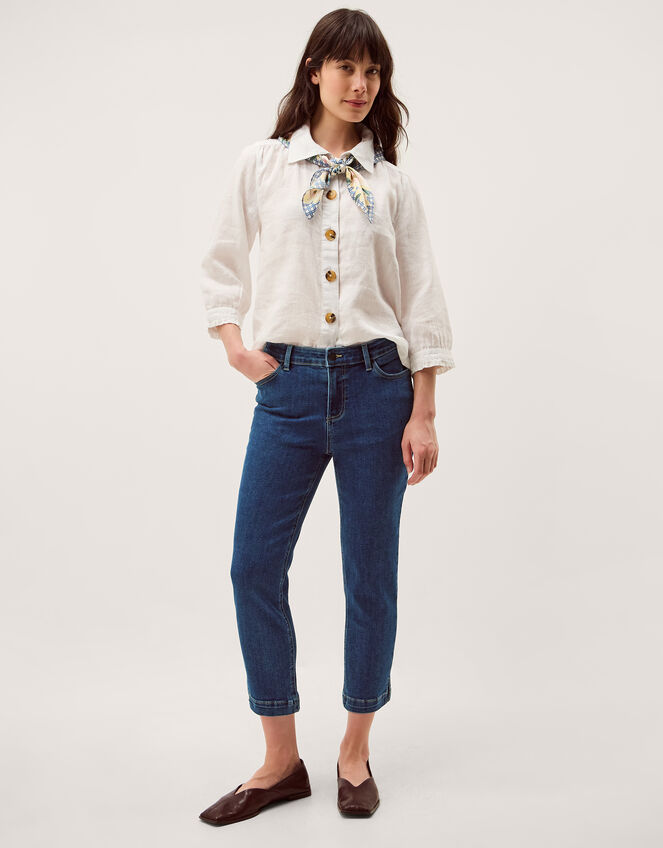 Idabella Slim Cropped Jeans, Blue (MID AUTHENTIC BLUE), large