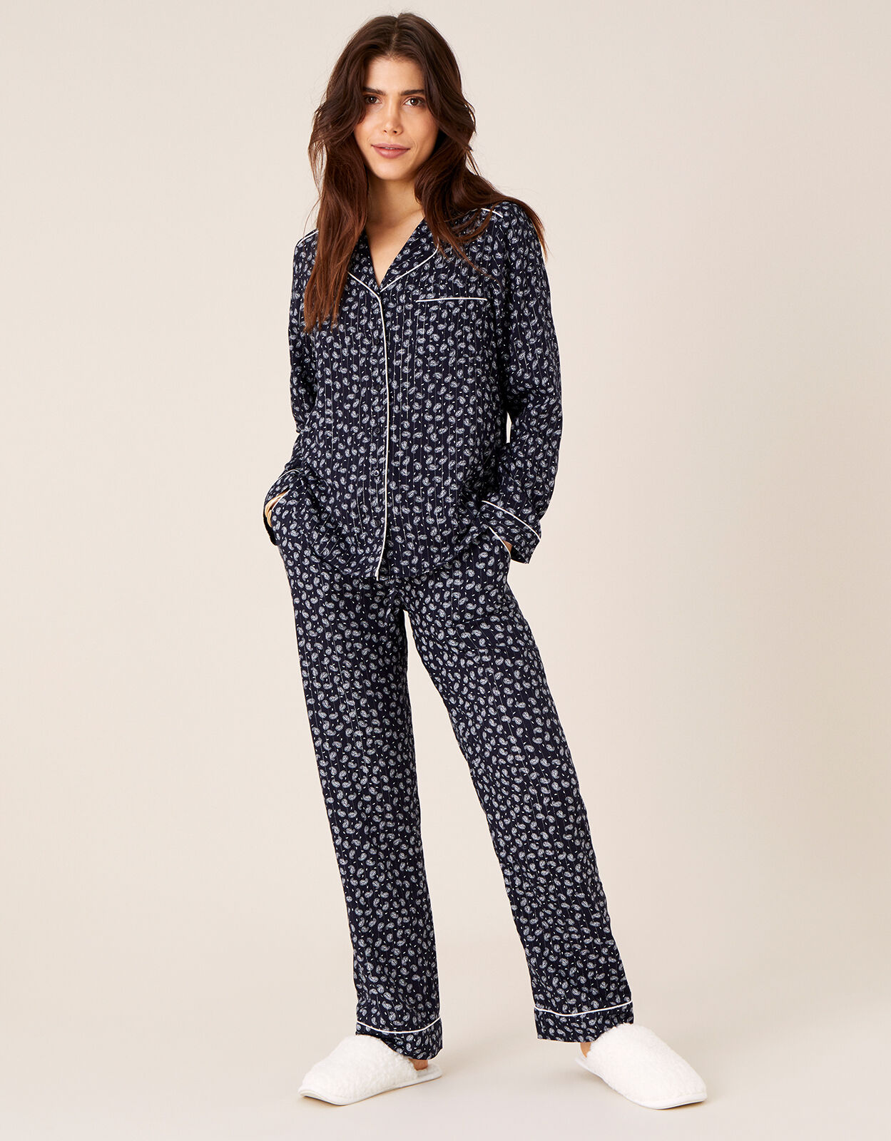 Paisley and Pinstripe Pyjama Bottoms Blue
