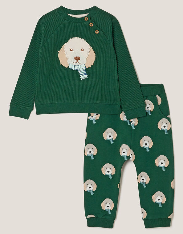 Baby Digby Dog Sweater & Sweatpants Set, Green (GREEN), large