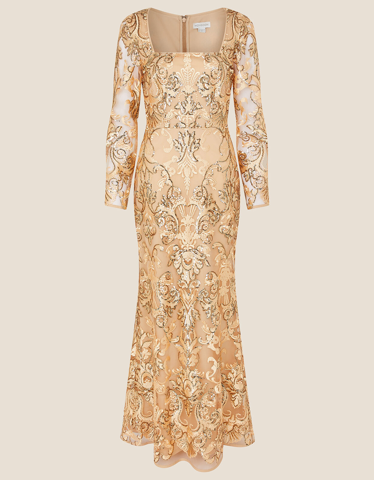 Monsoon gold hotsell maxi dress