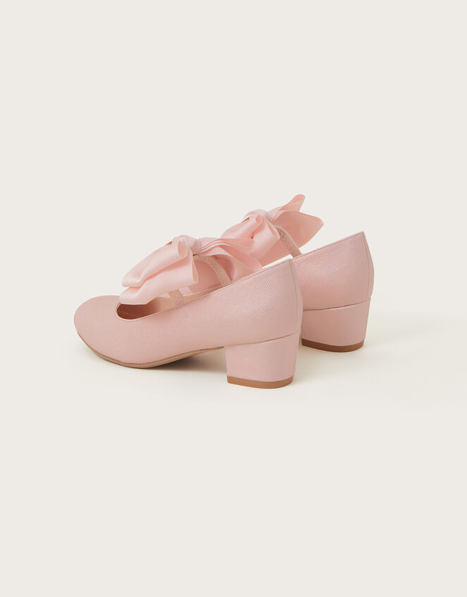 Poppy Satin Bow Heels, Pink (PINK), large
