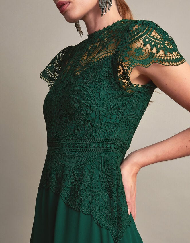 Monica Lace Midi Dress, Green (GREEN), large