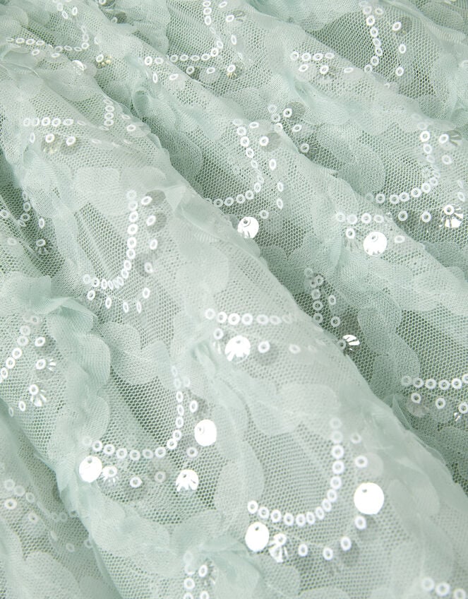 Carly Sparkle Scallop Ruffle Party Dress, Teal (TEAL), large