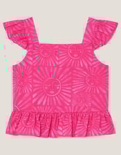 Sun Print Frilly Top, Pink (PINK), large