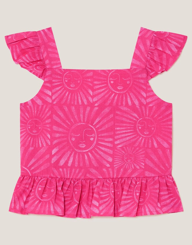 Sun Print Frilly Top, Pink (PINK), large