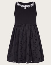 2-in-1 Broderie Dress, Black (BLACK), large