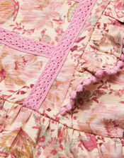Floral Butterfly Short Sleeve Jersey Dress, Pink (PINK), large