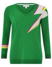 Lena Lightning Bolt Jumper, Green (GREEN), large