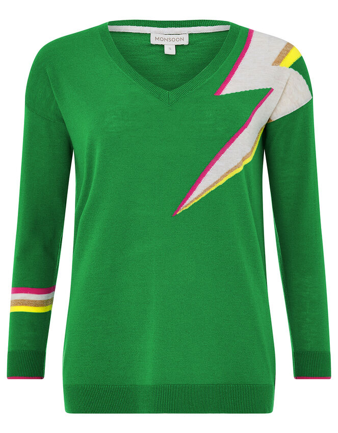 Lena Lightning Bolt Jumper, Green (GREEN), large