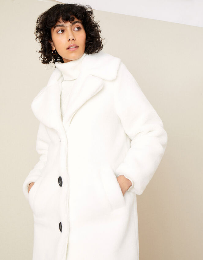 Trinity Long Teddy Coat, Ivory (IVORY), large