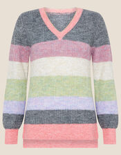 Stripe V Neck Jumper, Multi (MULTI), large