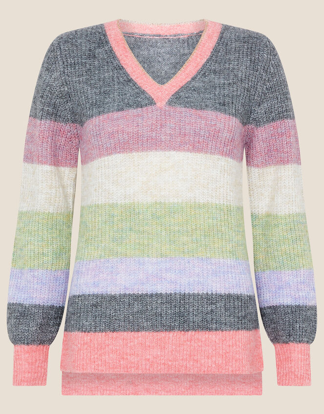 Stripe V Neck Jumper, Multi (MULTI), large