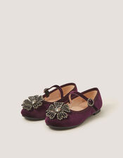 Gemstone Flower Mary Jane Ballet Flats, Purple (PURPLE), large