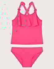 Flower Strap Ruffle Tankini Set, Pink (PINK), large
