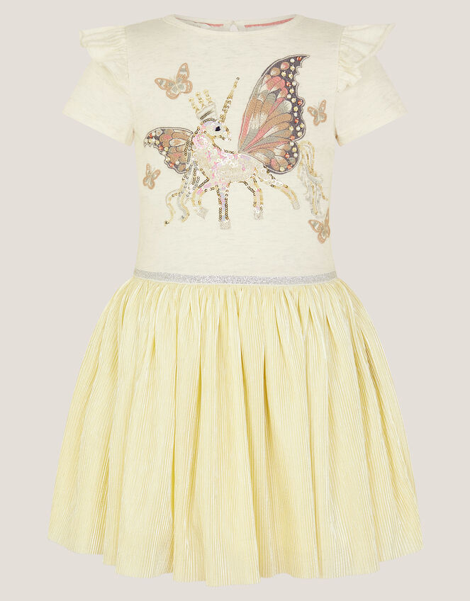 Unicorn Embellished Plisse Disco Dress, Ivory (IVORY), large