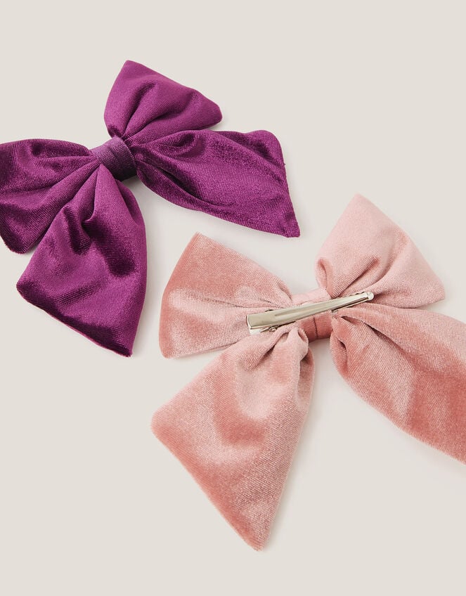 2-Pack Luxe Velvet Bow Hair Clips, , large