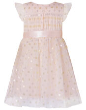 Baby Metallic Spot Dress, Pink (PALE PINK), large