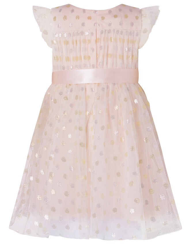 Baby Metallic Spot Dress, Pink (PALE PINK), large