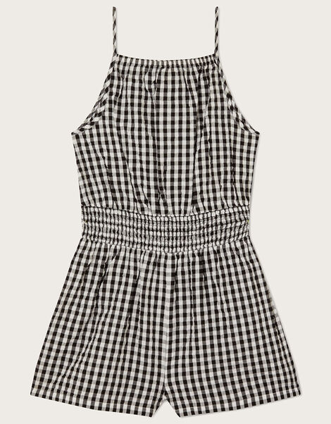 Gingham Playsuit, Black (BLACK), large