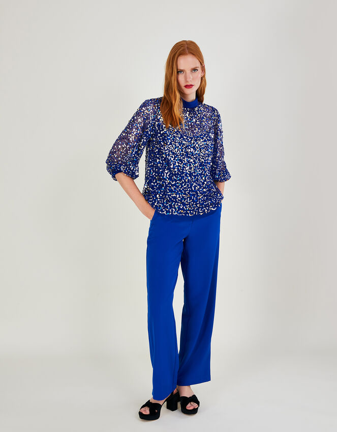 Georgie Embellished Top, Blue (COBALT), large