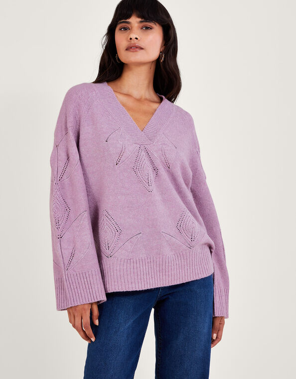 Pointelle Sweater, Purple (PURPLE), large
