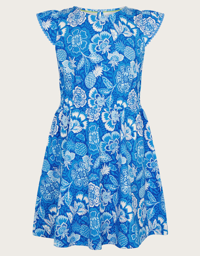 Heritage Fruit Print Dress, Blue (BLUE), large