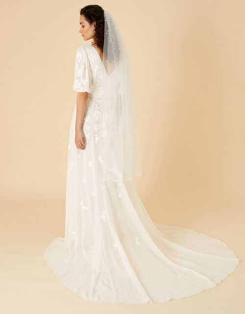 Rosie Embellished Puff Sleeve Bridal Dress, Ivory (IVORY), large