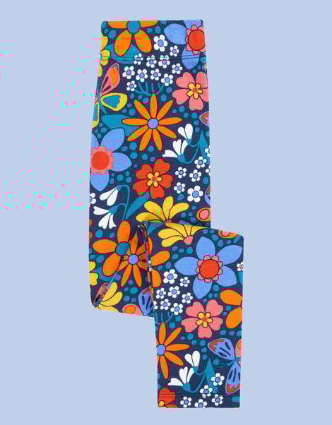 Frugi Leona Printed Leggings, Blue (NAVY), large