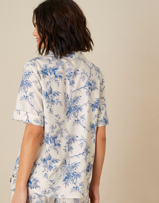 Bird Floral Pyjama Top, Ivory (IVORY), large