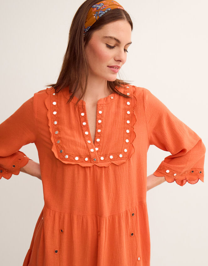 Maddie Mirror Midi Kaftan, Orange (ORANGE), large