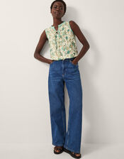 Saoirse Sleeveless Pintuck Floral Top, Ivory (IVORY), large
