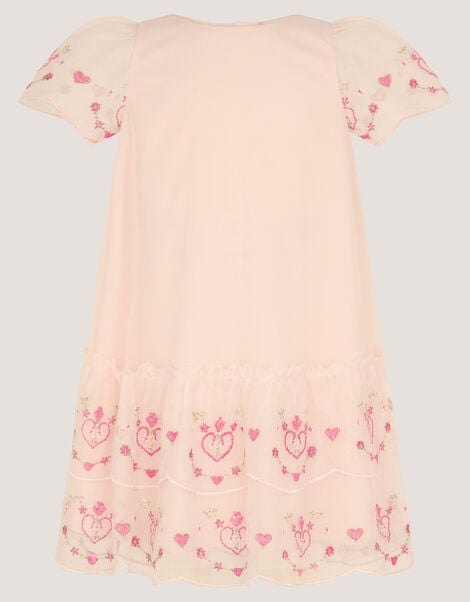 Baby Heart Embroidered Mesh Party Dress, Pink (PINK), large