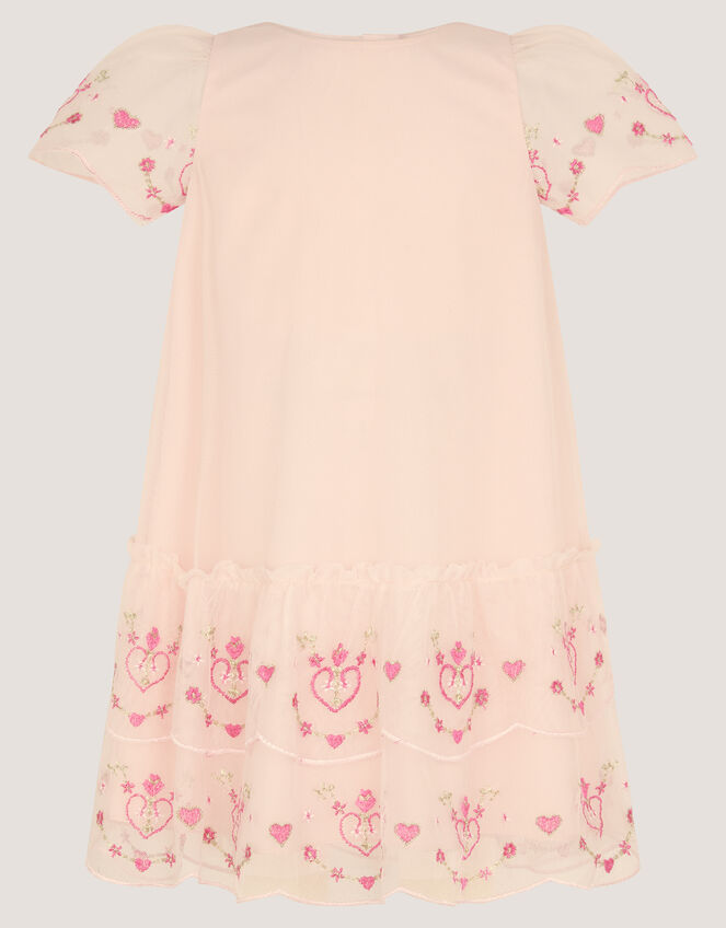 Baby Heart Embroidered Mesh Party Dress, Pink (PINK), large