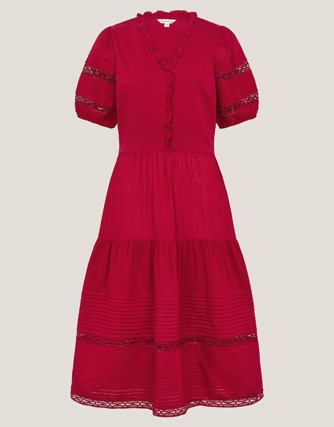 Wendy Tiered Midi Dress, Red (RED), large