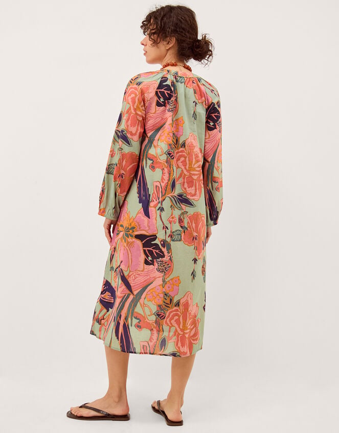 Carmen Floral Midi Tunic Dress, Green (SAGE), large