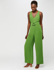 Gilly V Neck Jumpsuit, Green (GREEN), large