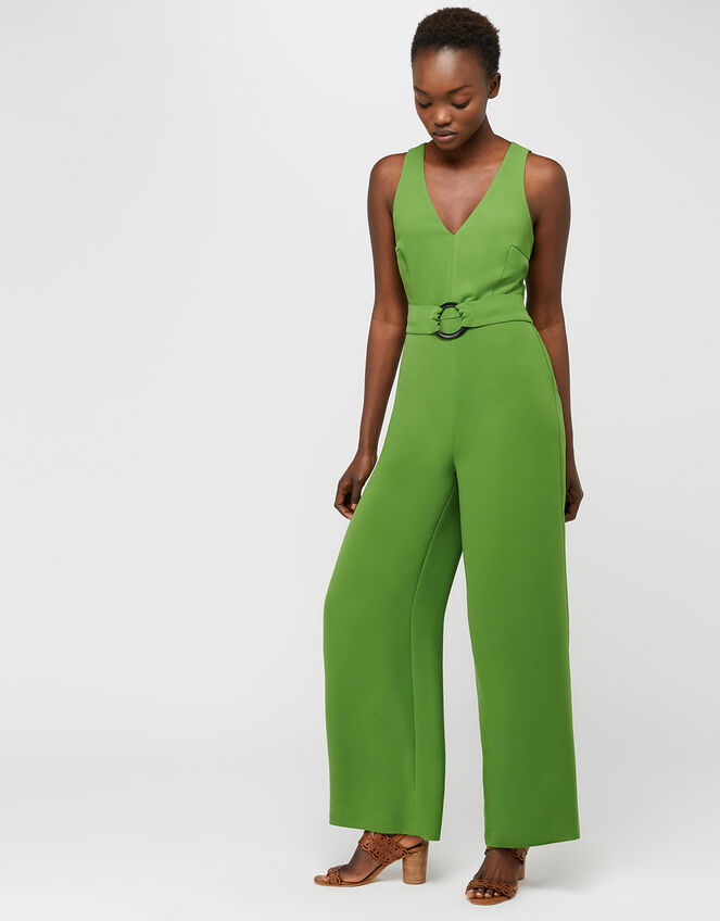 Gilly V Neck Jumpsuit, Green (GREEN), large