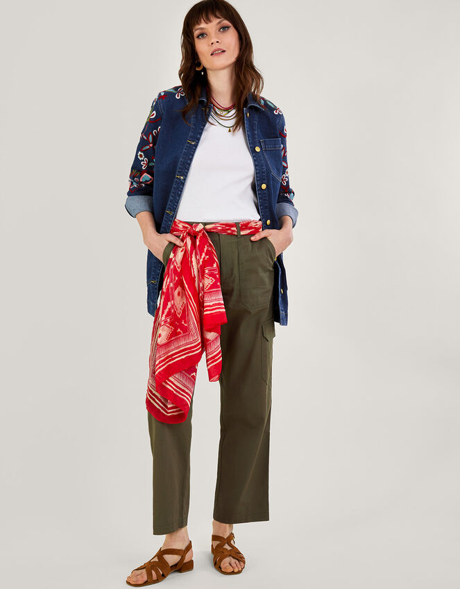 Mindy Embroidered Longline Denim Jacket, Blue (DENIM BLUE), large