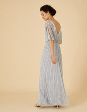 Embellished Maxi Dress in Recycled Polyester, Silver (SILVER), large