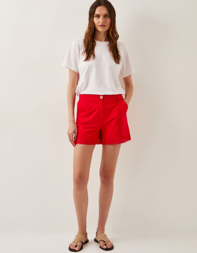 Irina High-Waisted Lace Shorts, Red (RED), large