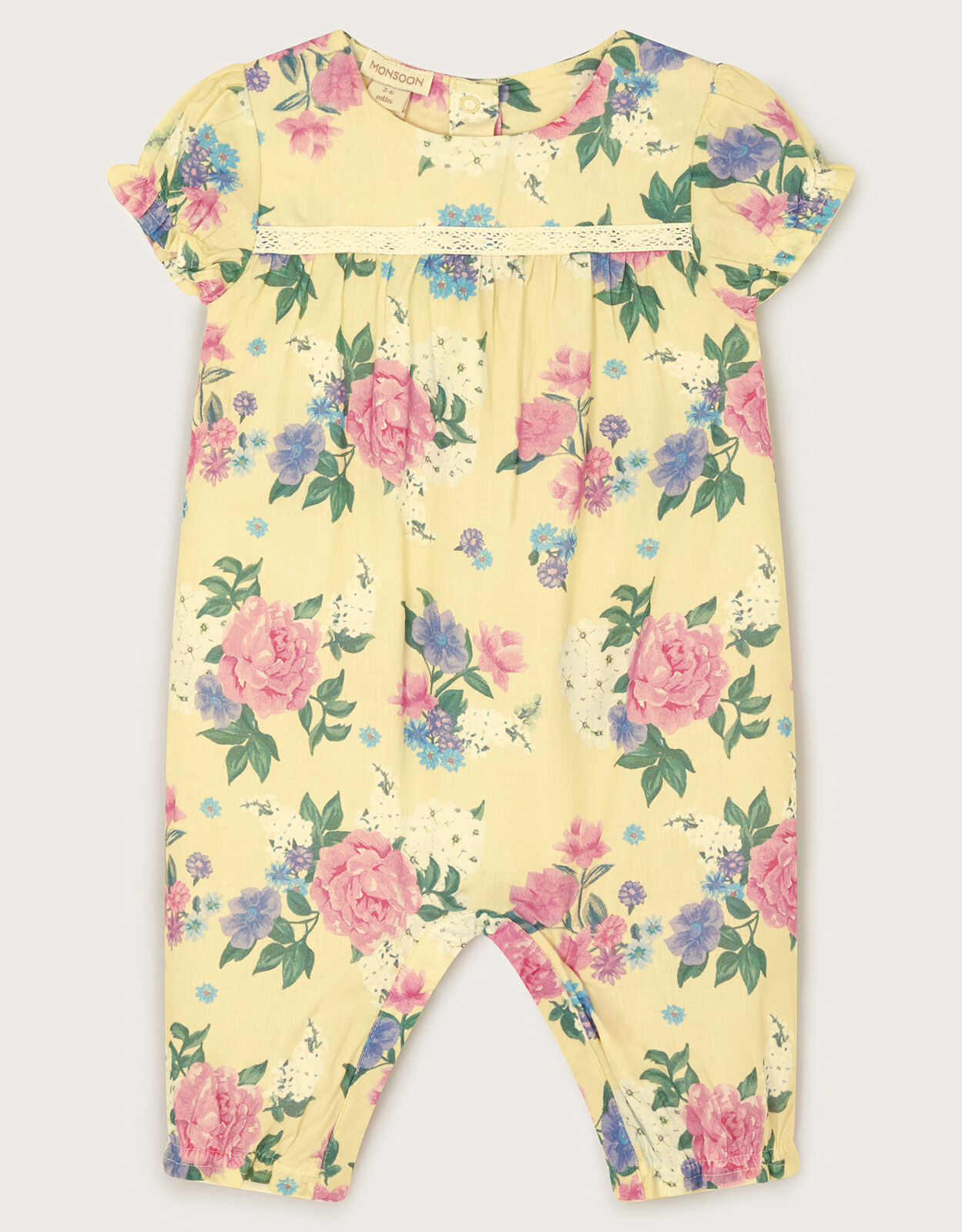 Newborn Floral Romper Yellow Newborn Babygrows Sleepsuits