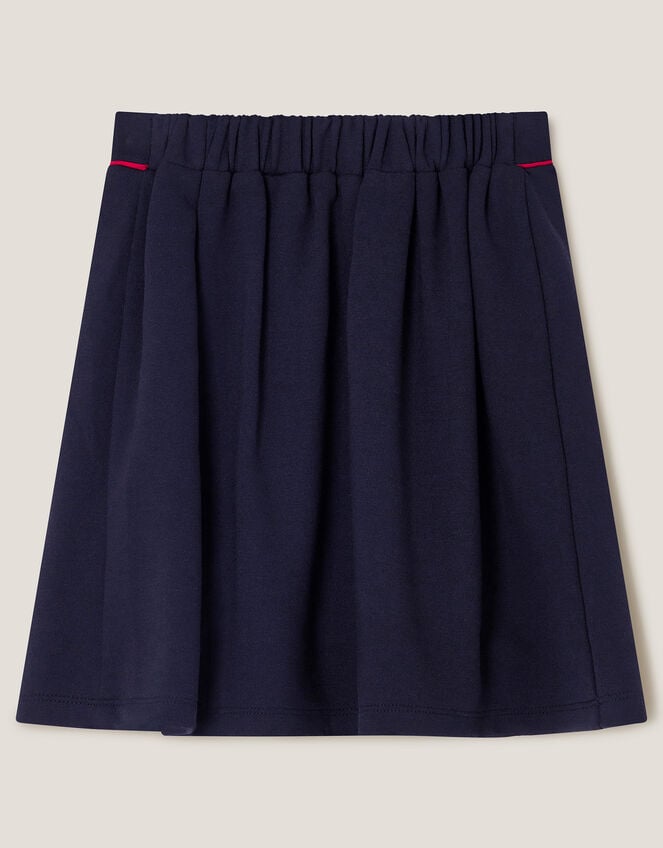 Bow Ponte Pleated Skirt, Blue (NAVY), large
