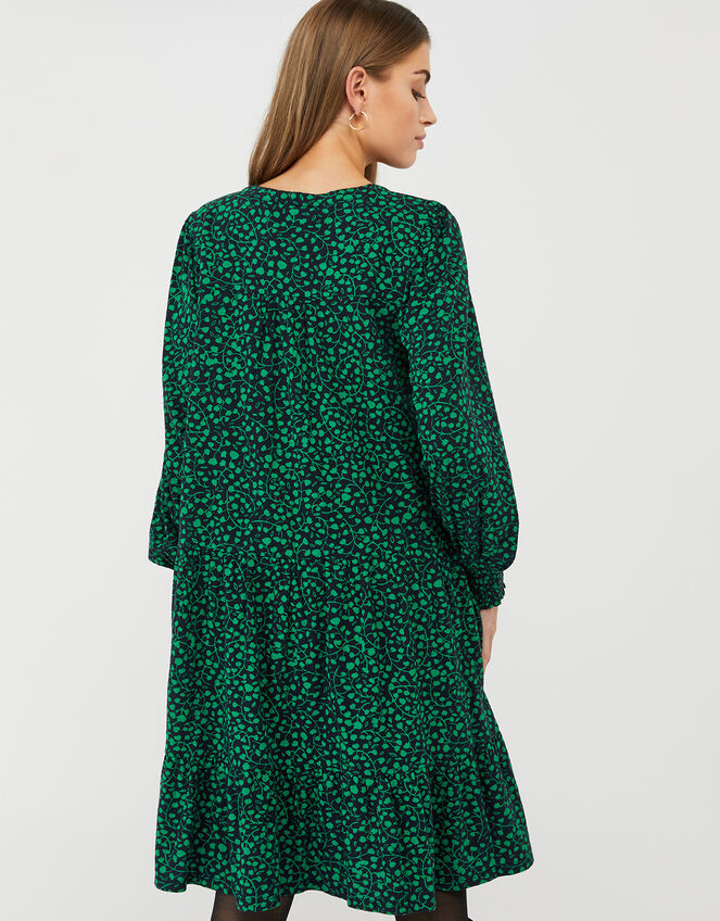 Hulia Printed Jersey Smock Dress with Organic Cotton, Blue (NAVY), large