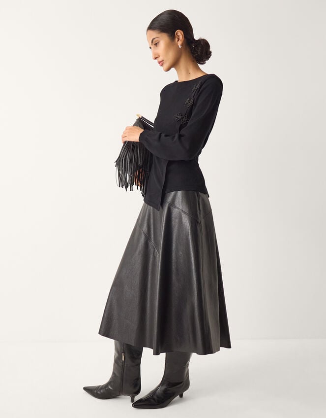 Sofia Asymmetrical Button Jumper, Black (BLACK), large