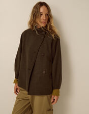 Pip Funnel Neck Herringbone Coat, Green (GREEN), large