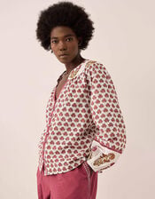 East Karmen Hand Woodblock Cotton Top, Pink (PINK), large